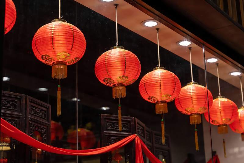 红灯笼装饰节日氛围浓厚图片