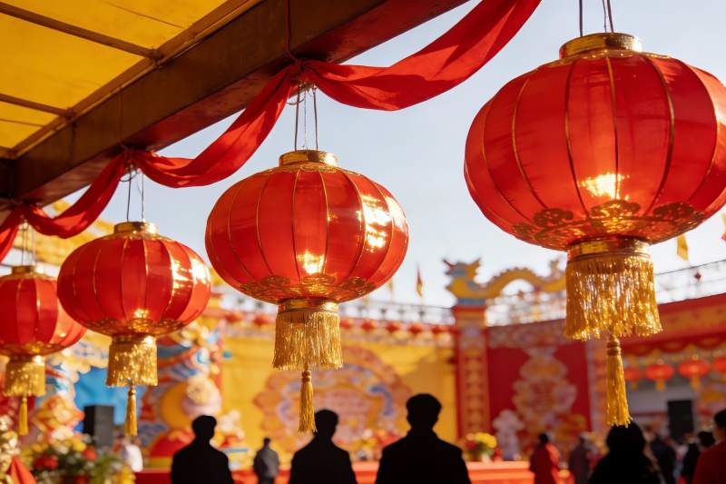 红灯笼迎新春图片