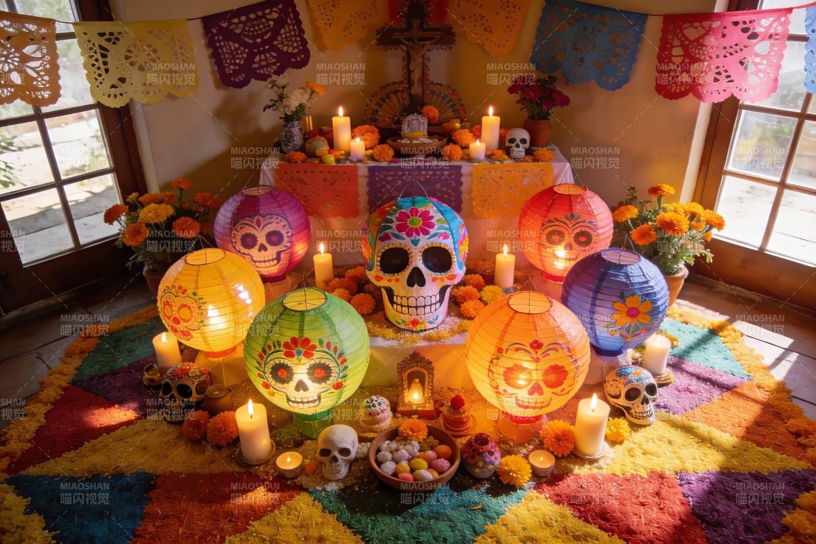 色彩斑斓的亡灵节祭坛图片