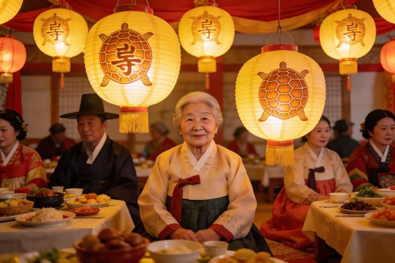 传统服饰聚会餐桌挂灯笼图片