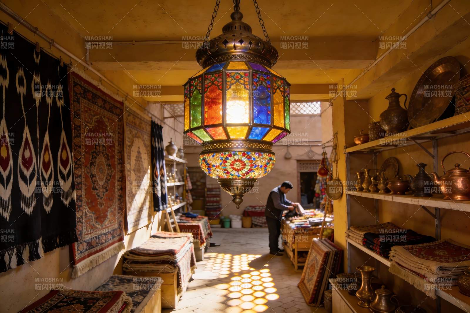 异域风情店铺光影交错图片