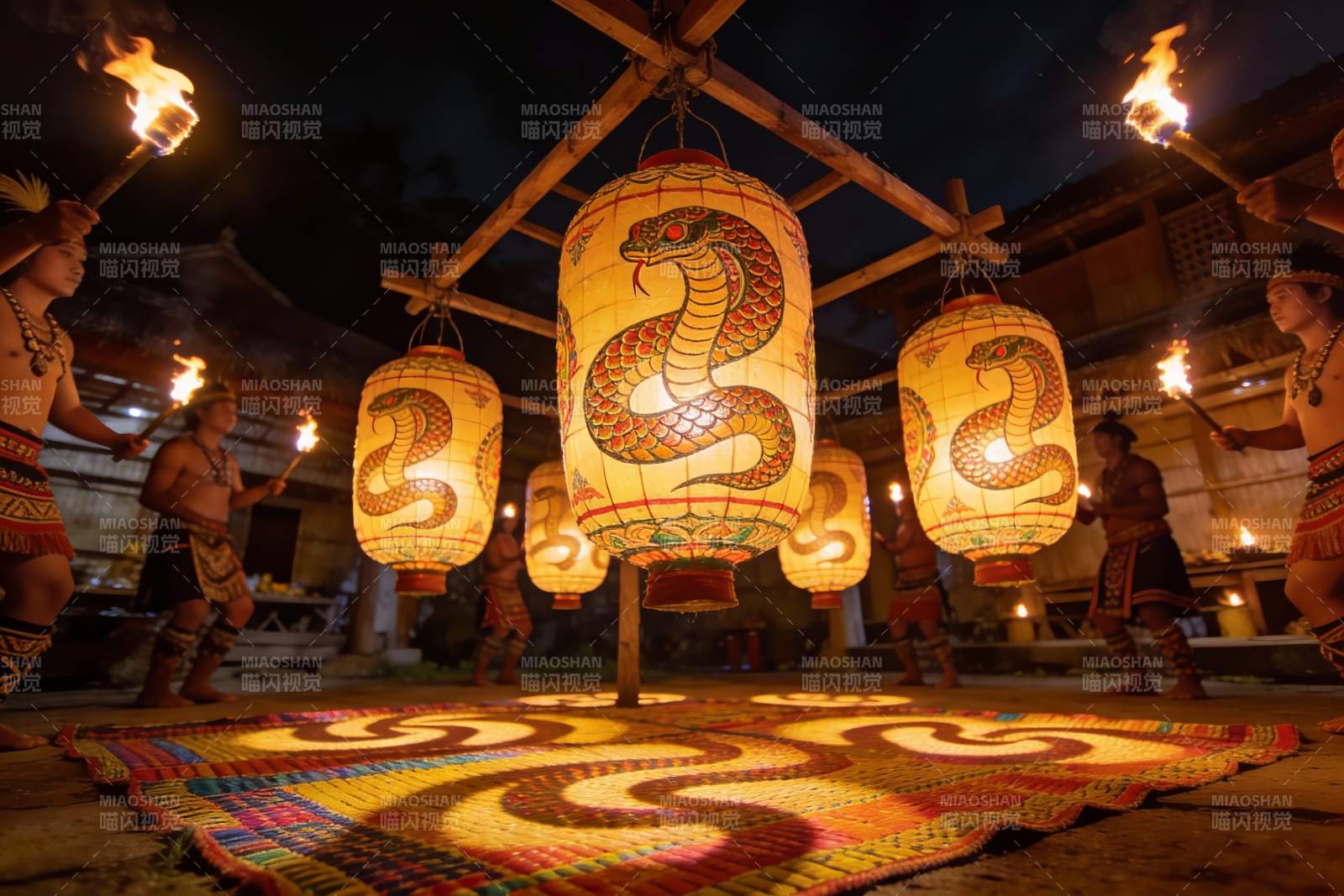 蛇形灯笼夜祭表演图片