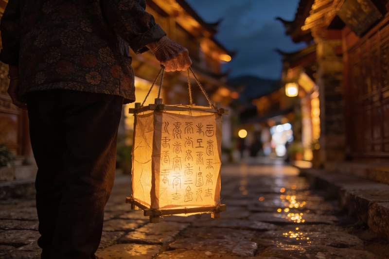 古街夜行提灯笼图片