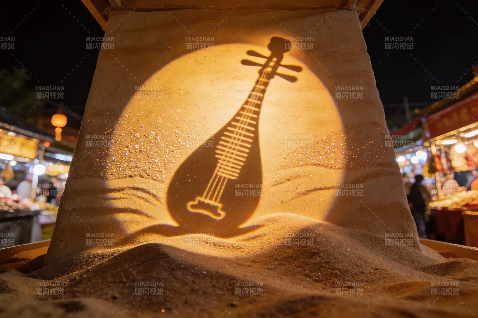夜市沙雕乐器光影艺术图片
