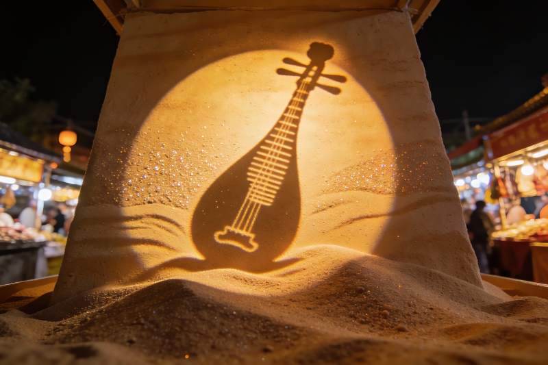 夜市沙雕乐器光影艺术图片
