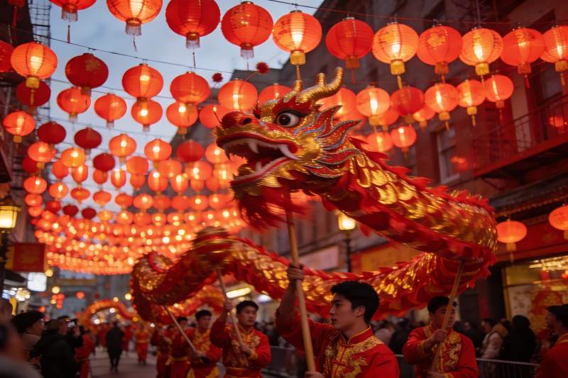 龙舞灯会热闹非凡图片