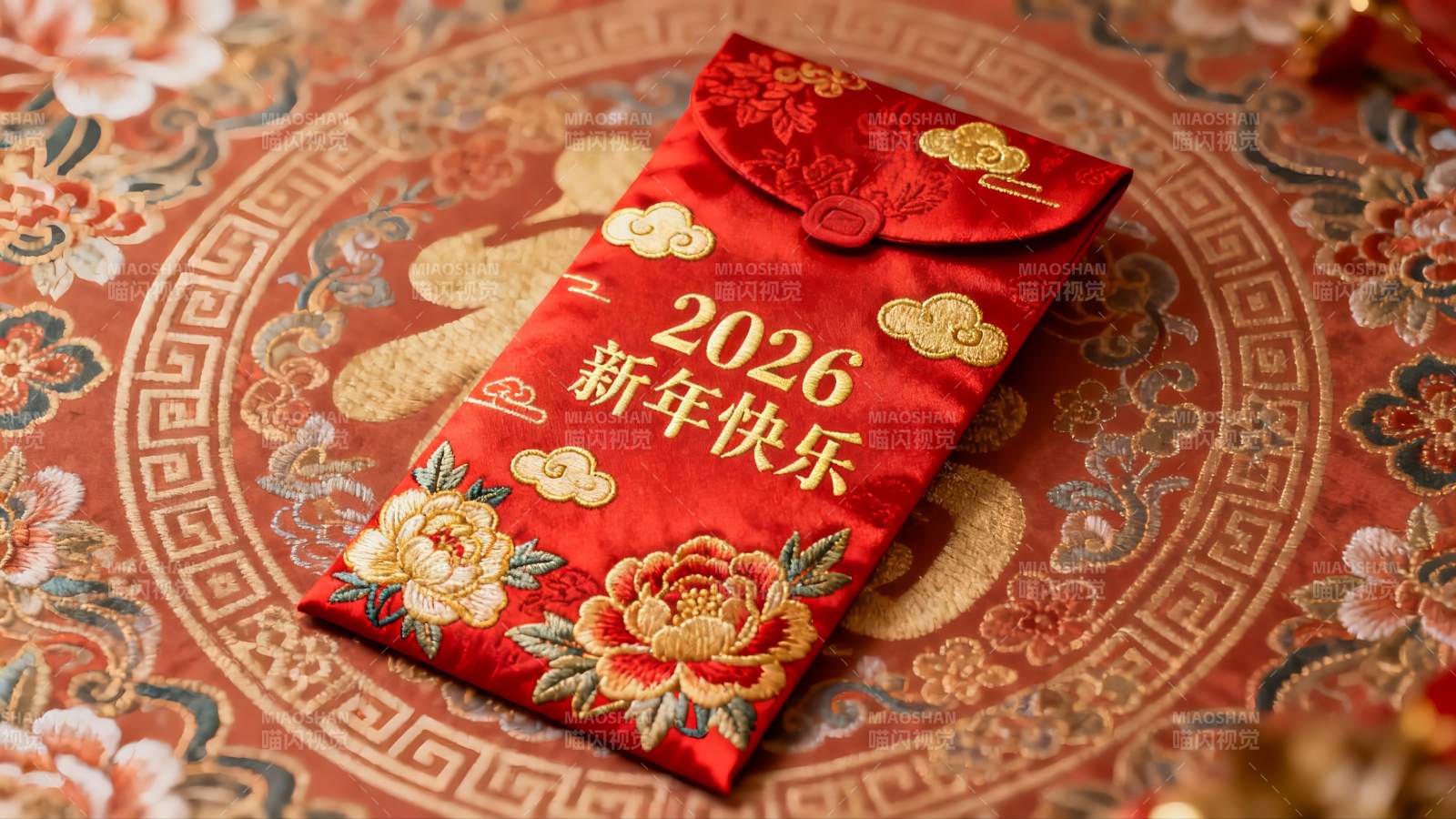 红色新年红包特写图片