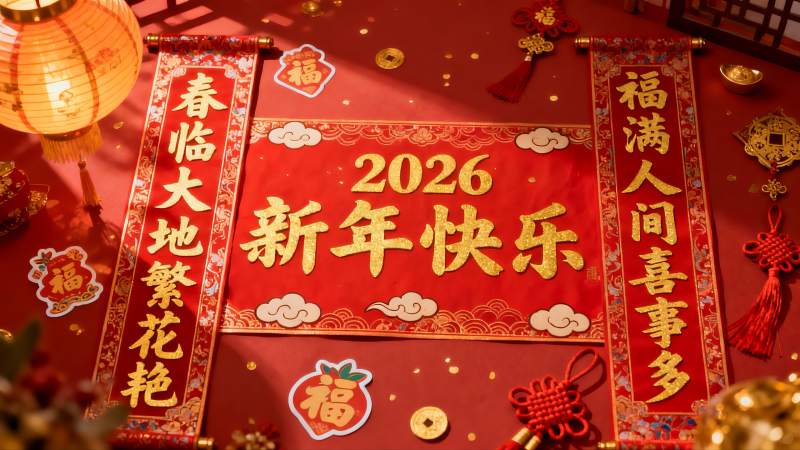 春节红色装饰新年快乐图片