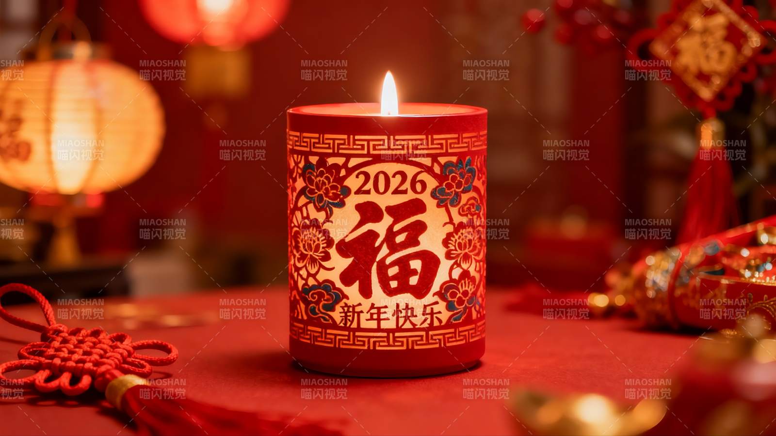 新年烛光装饰场景图片