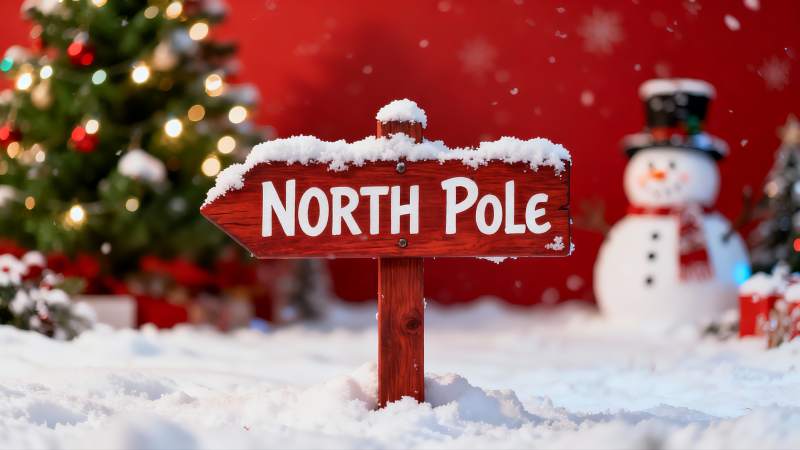 雪地圣诞标志与雪人图片