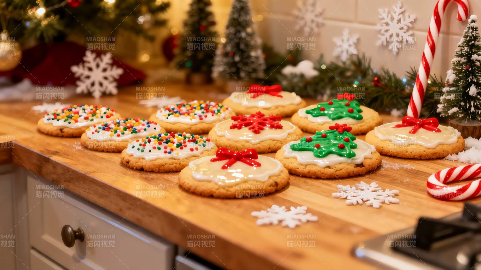 圣诞饼干摆台节日氛围浓厚图片