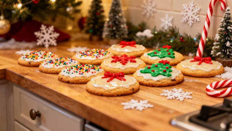 圣诞饼干摆台节日氛围浓厚图片