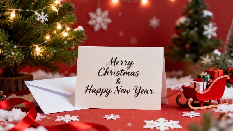 圣诞贺卡与节日装饰场景图片