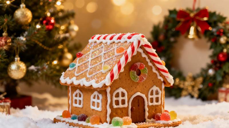 圣诞姜饼屋装饰精美图片