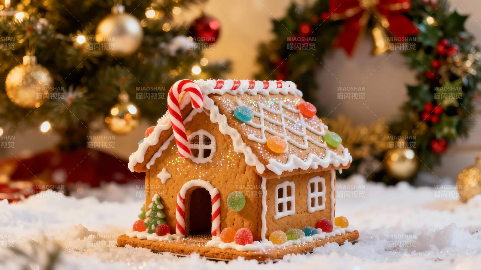 圣诞姜饼屋装饰精美图片