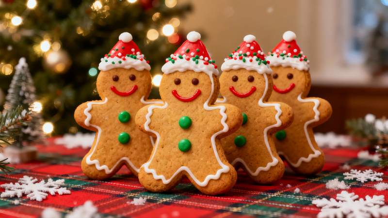 圣诞姜饼人饼干节日装饰图片