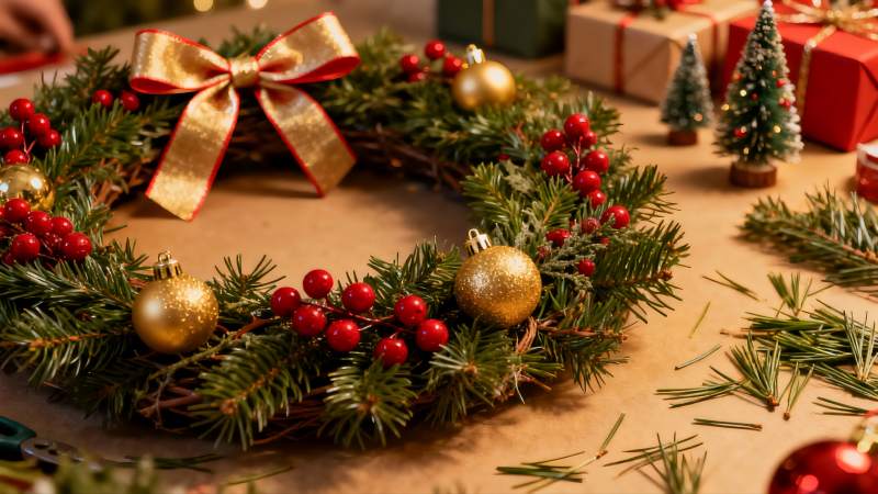 圣诞花环装饰节日氛围浓厚图片