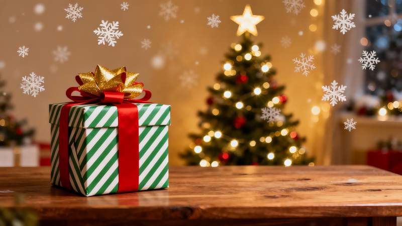 圣诞礼物与装饰树图片