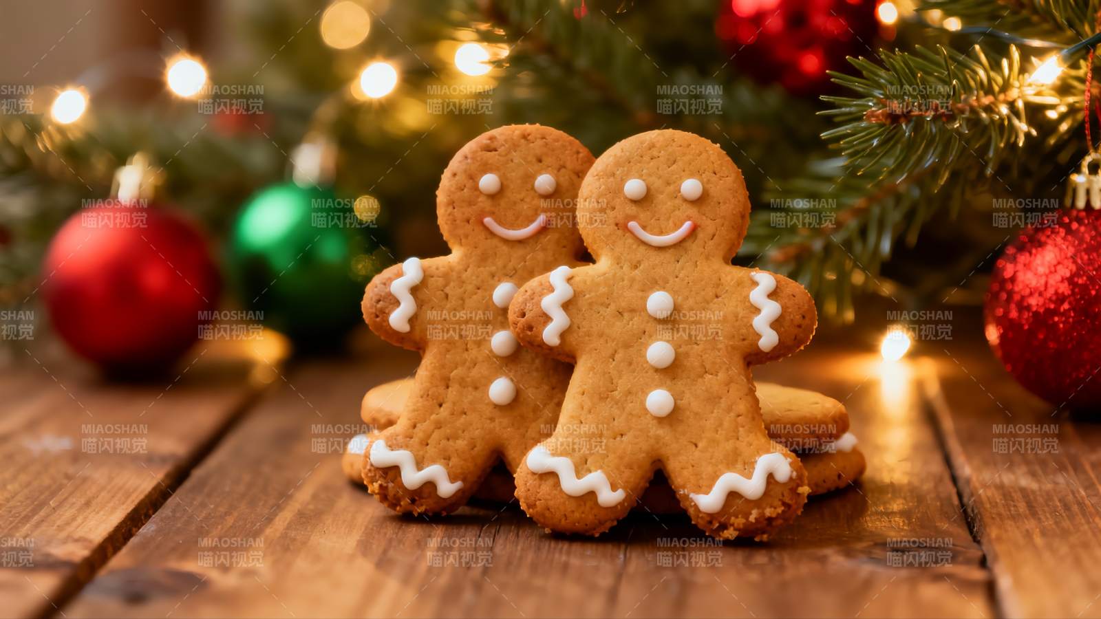 圣诞姜饼人与节日装饰图片
