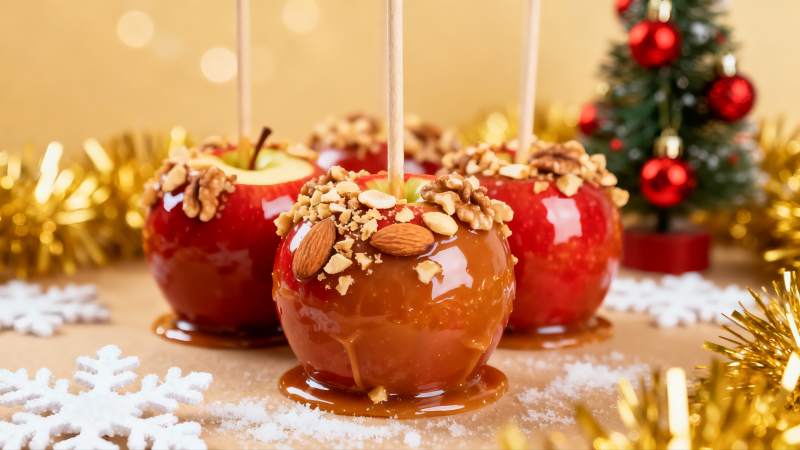 圣诞装饰糖衣苹果图片