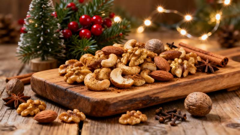 圣诞坚果拼盘温馨节日氛围图片
