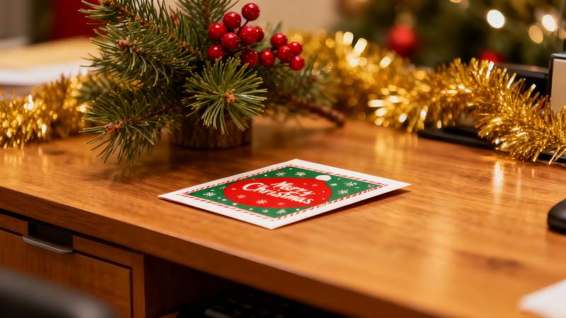 圣诞卡片与节日装饰桌面图片