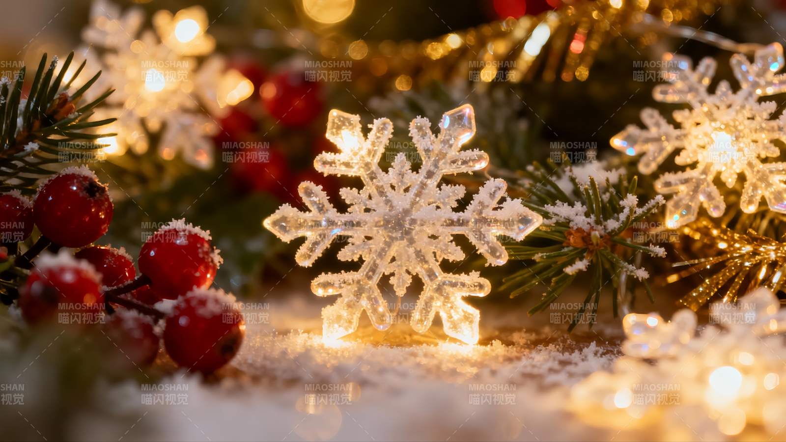 圣诞雪景装饰温馨节日氛围图片