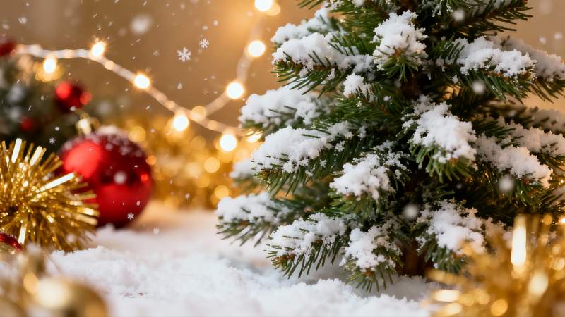 雪中圣诞树图片