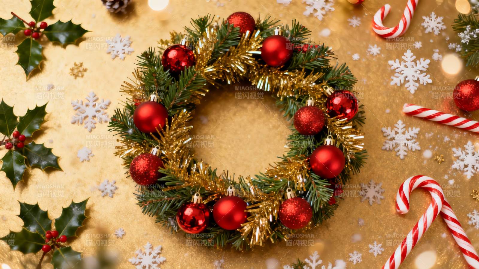 圣诞花环与节日装饰图片