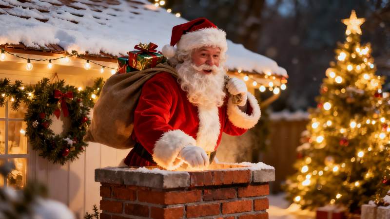 圣诞老人送礼图片