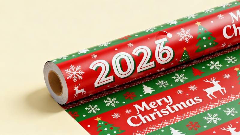 2026圣诞主题包装纸卷图片