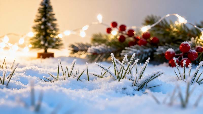 雪地圣诞装饰静景图片
