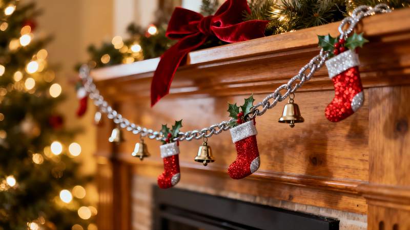圣诞壁炉装饰温馨节日氛围图片