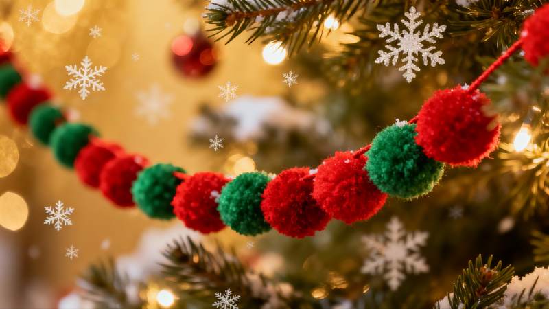 圣诞树彩球装饰特写图片