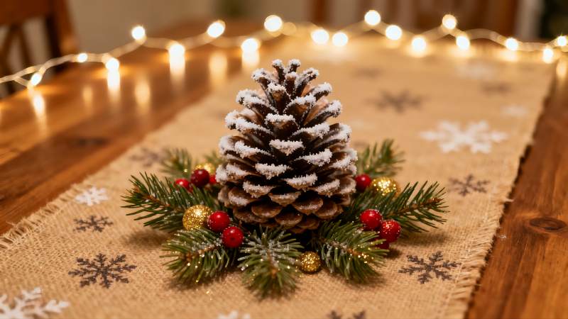 圣诞松果装饰摆件图片