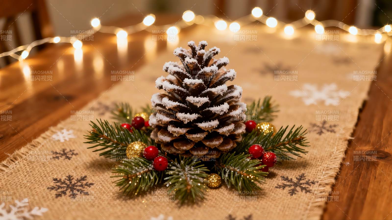 圣诞松果装饰摆件图片