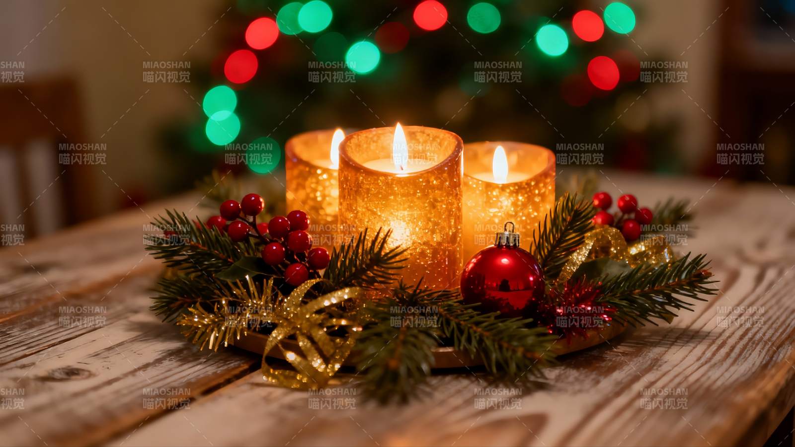 圣诞烛光装饰温馨节日氛围图片
