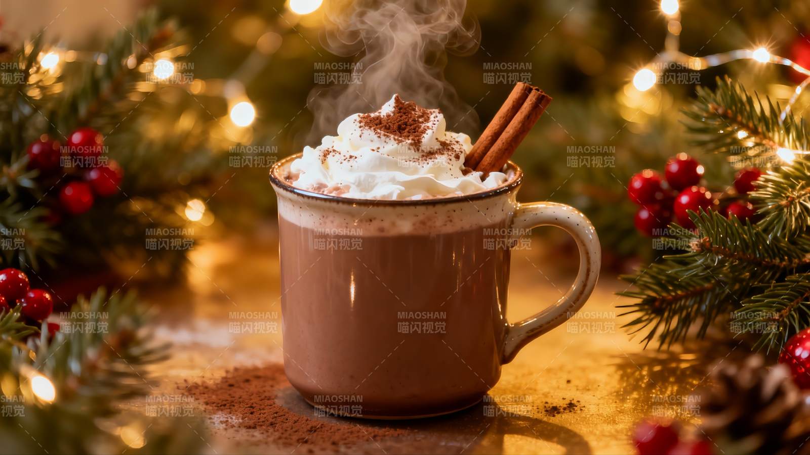热巧克力圣诞装饰图片