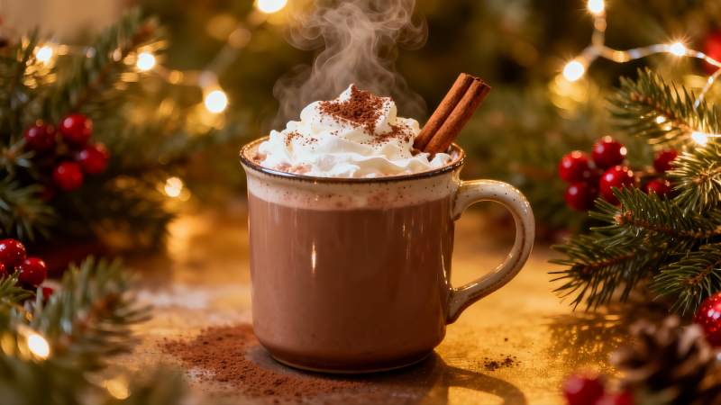 热巧克力圣诞装饰图片