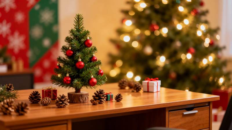 圣诞树与礼物盒桌面装饰图片
