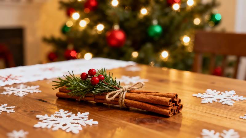 圣诞餐桌装饰温馨节日氛围图片