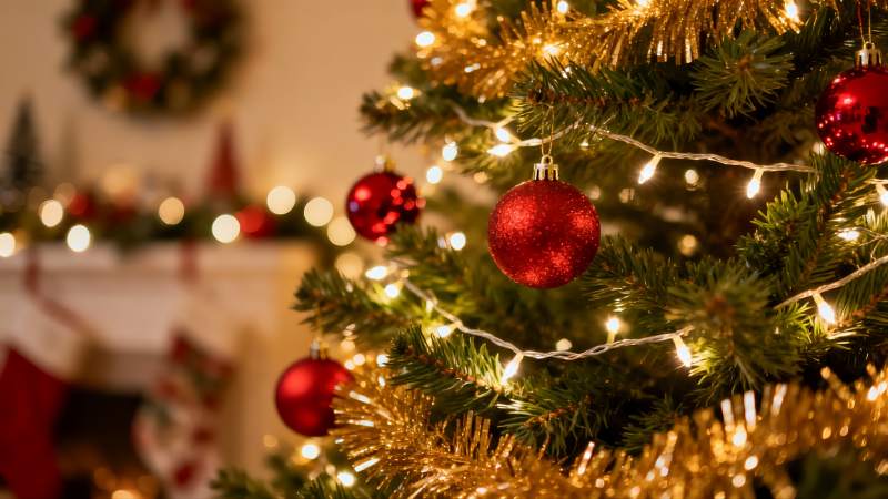 圣诞树装饰特写节日氛围浓厚图片