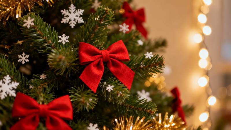 圣诞树装饰特写节日氛围浓厚图片