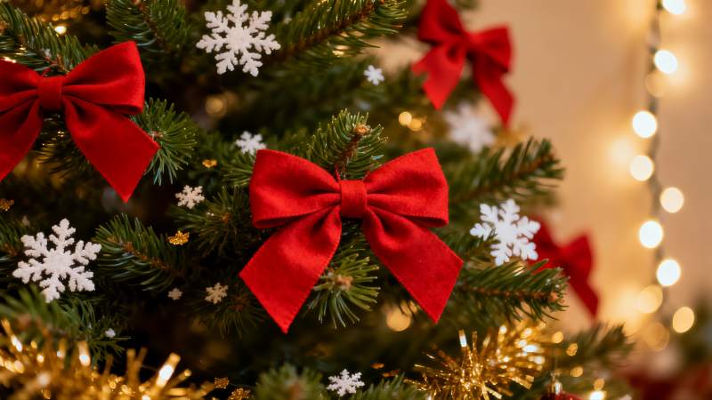 圣诞树装饰特写节日氛围浓厚图片