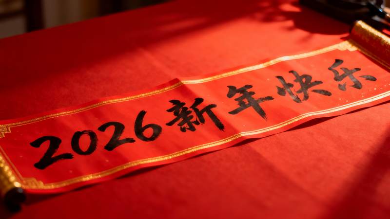 红色卷轴新年祝福语图片