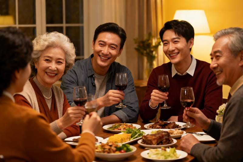 三代同堂家庭聚餐温馨时刻图片