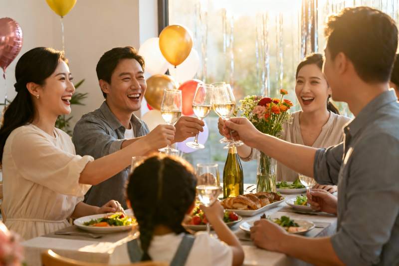 朋友聚餐举杯欢庆图片