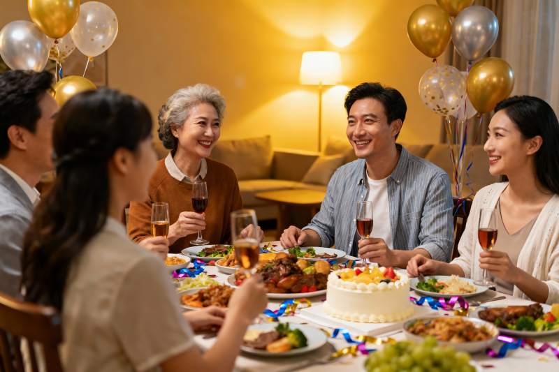 家庭聚餐欢庆生日图片
