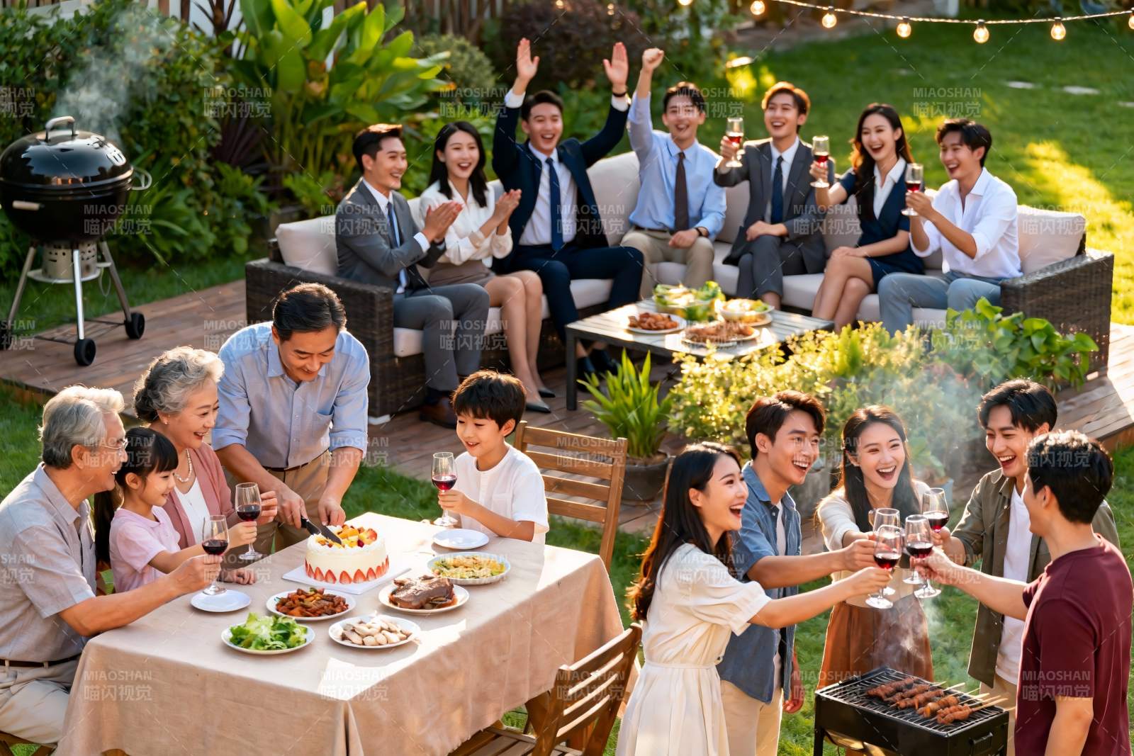 户外庭院聚会欢庆场景图片