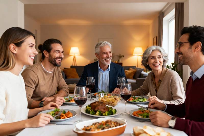 家庭聚餐欢笑场景图片
